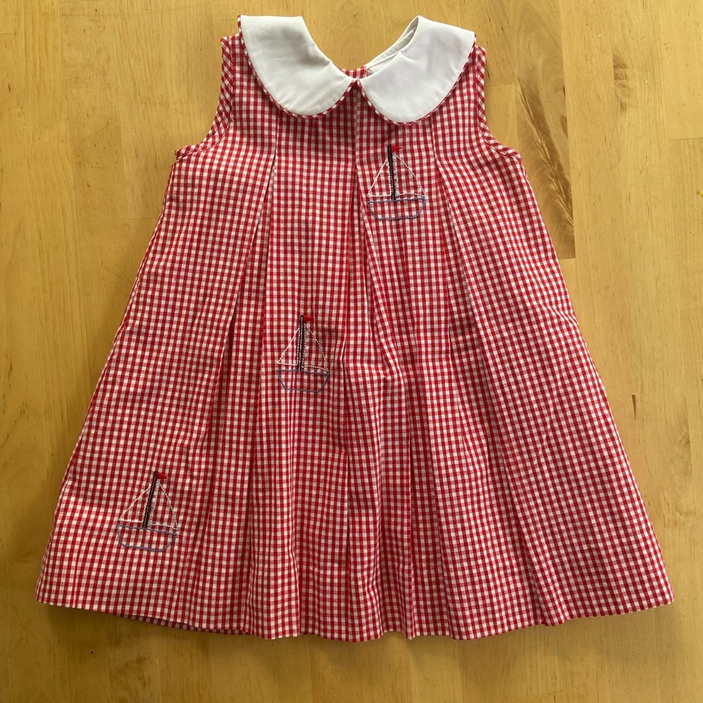 Boutique brand, sailboat embroidered girls dress, 2T. NWOT.